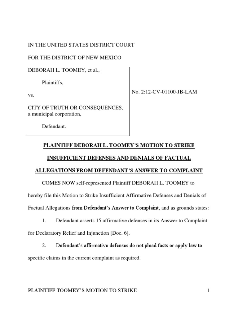 Motion To Strike Download Free PDF Laches (Equity) Affirmative