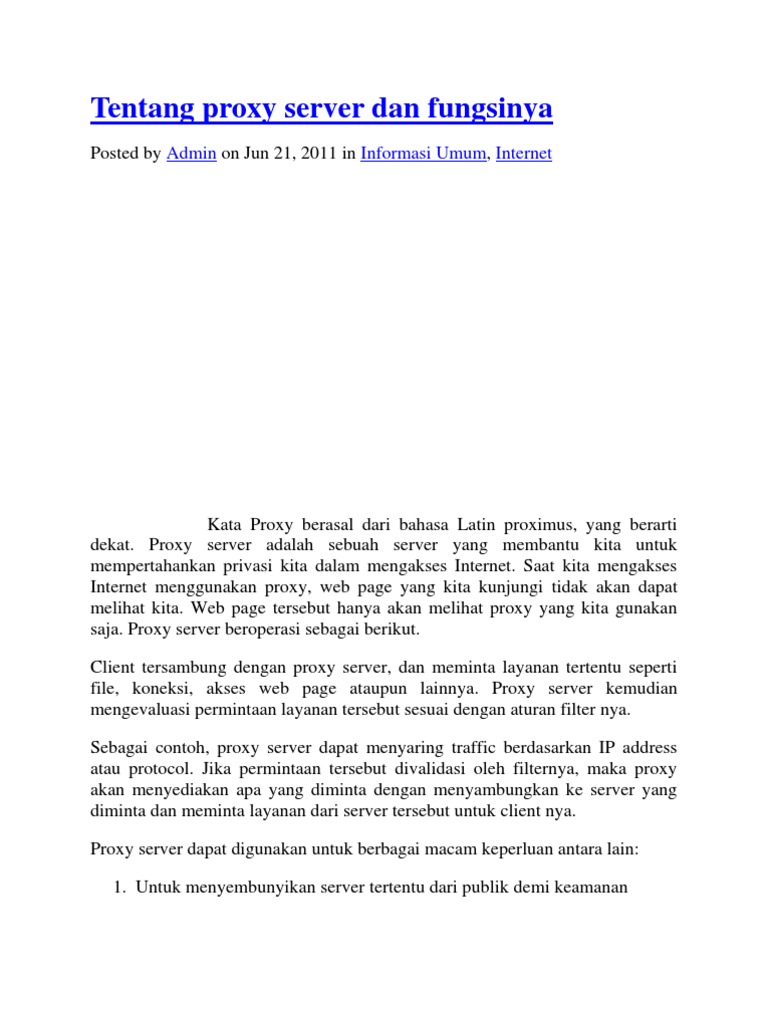 Tentang Proxy Server Dan Fungsinya | PDF