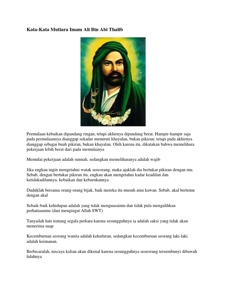 Kata Mutiara Dari Syaidina Ali Bin Abi Thalib Kata Mutiara Dari Syaidina Ali Bin Abi Thalib