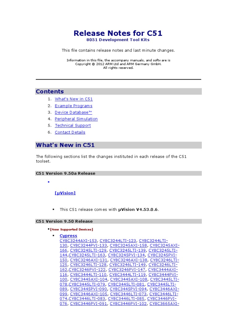 Release Notes For C51 KEIL Software | PDF | Pointer (Computer ...