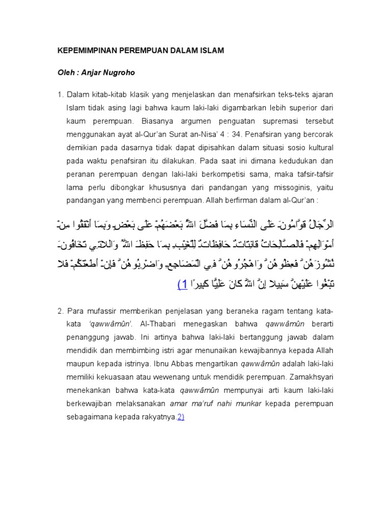 Kepemimpinan Perempuan Dalam Islam