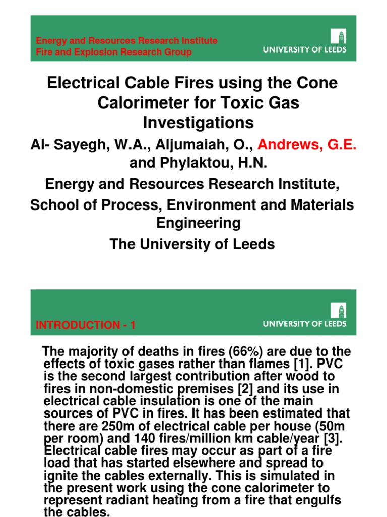 Toxic Gas Analysis of Electrical Cable Fires | PDF | Thermogravimetric ...