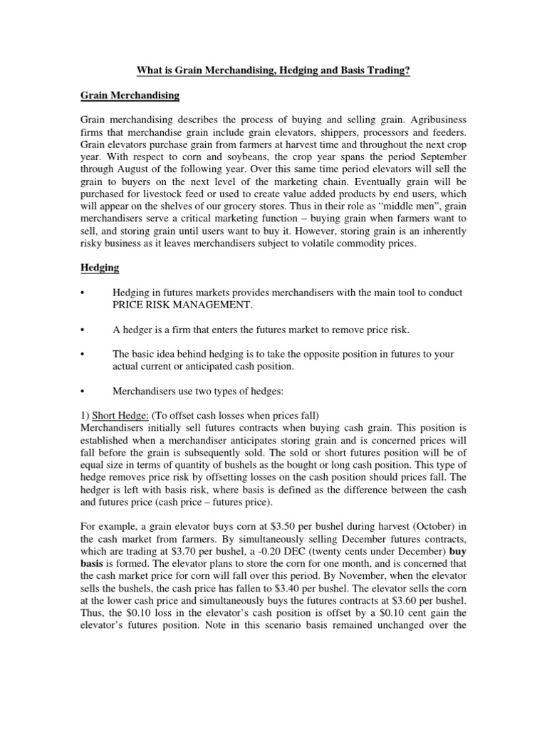 What Is Grain Merchandising and Basis Trading PDF Futures Contract
