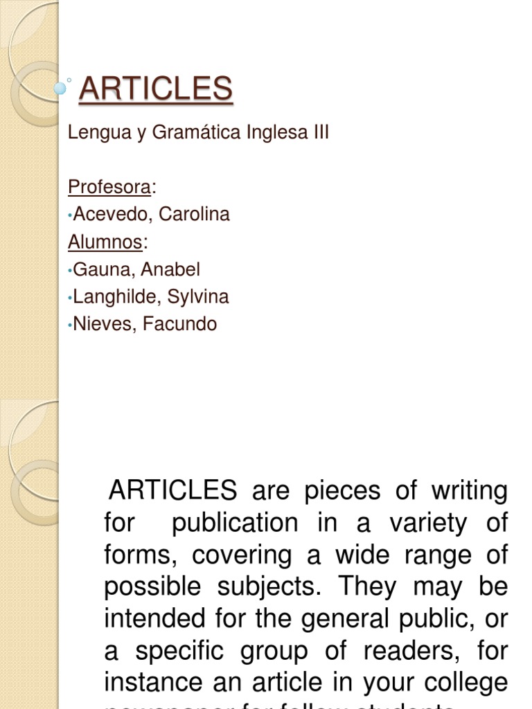 Guide to Writing Effective Articles | PDF