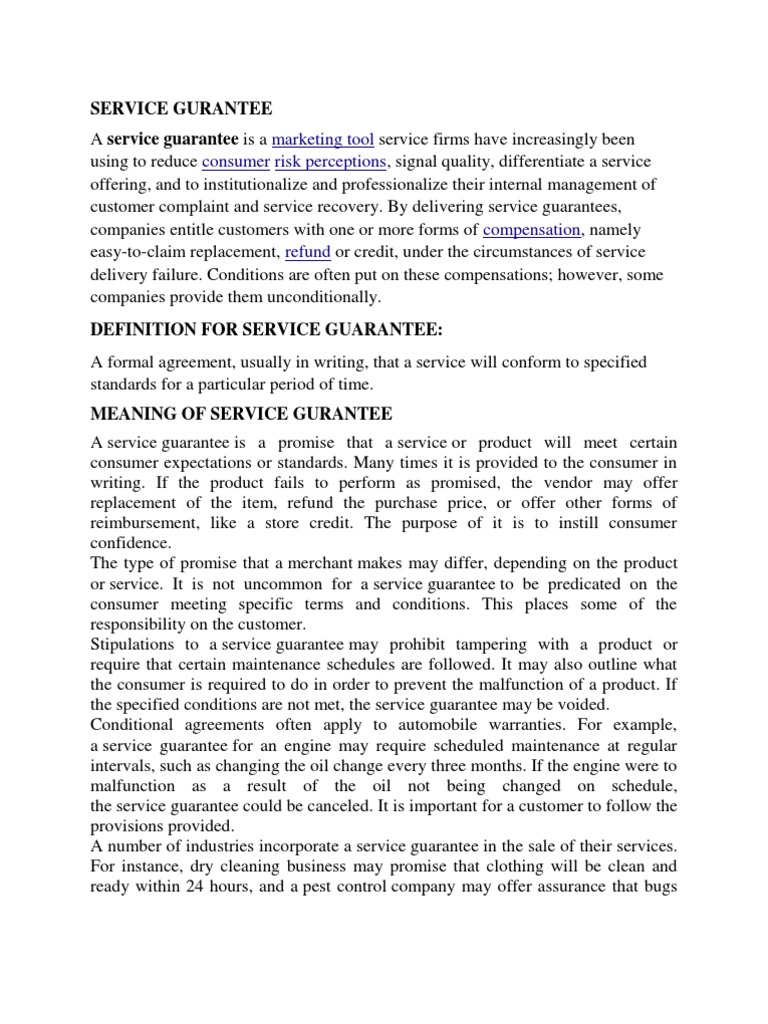 Understanding Service Guarantees Explained | PDF | Motivation ...