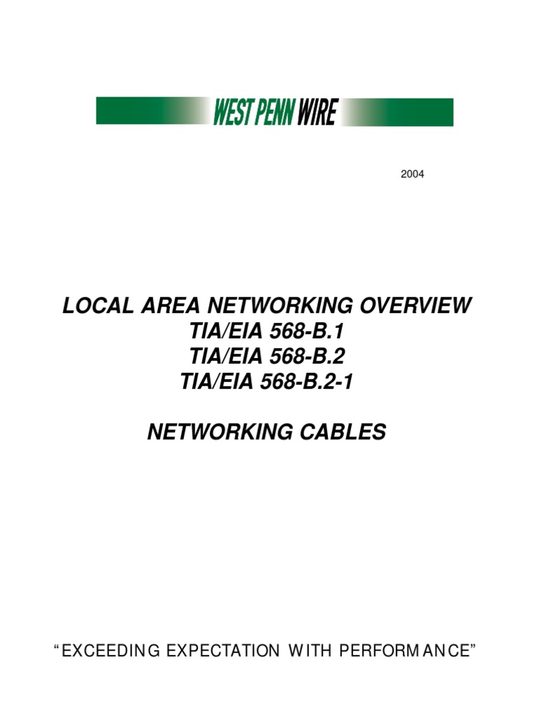 Lan Overview Tia Eia 568 b.1, b.2, b.2.1 | PDF | Cable | Electrical Wiring