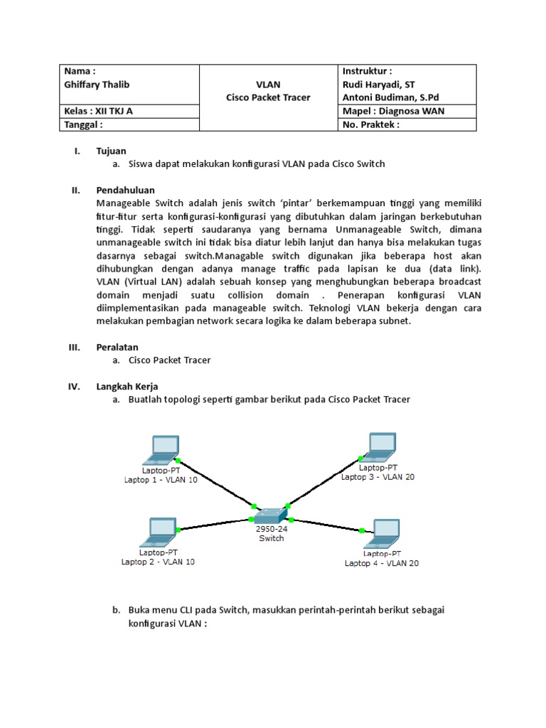 Konfigurasi VLAN di Cisco Packet Tracer | PDF | Komputer | Teknologi ...