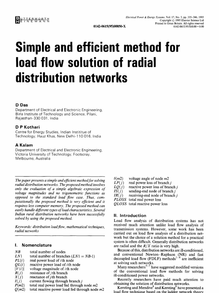 Simple and Efficient Method For Load Flow Solution of Radial ...