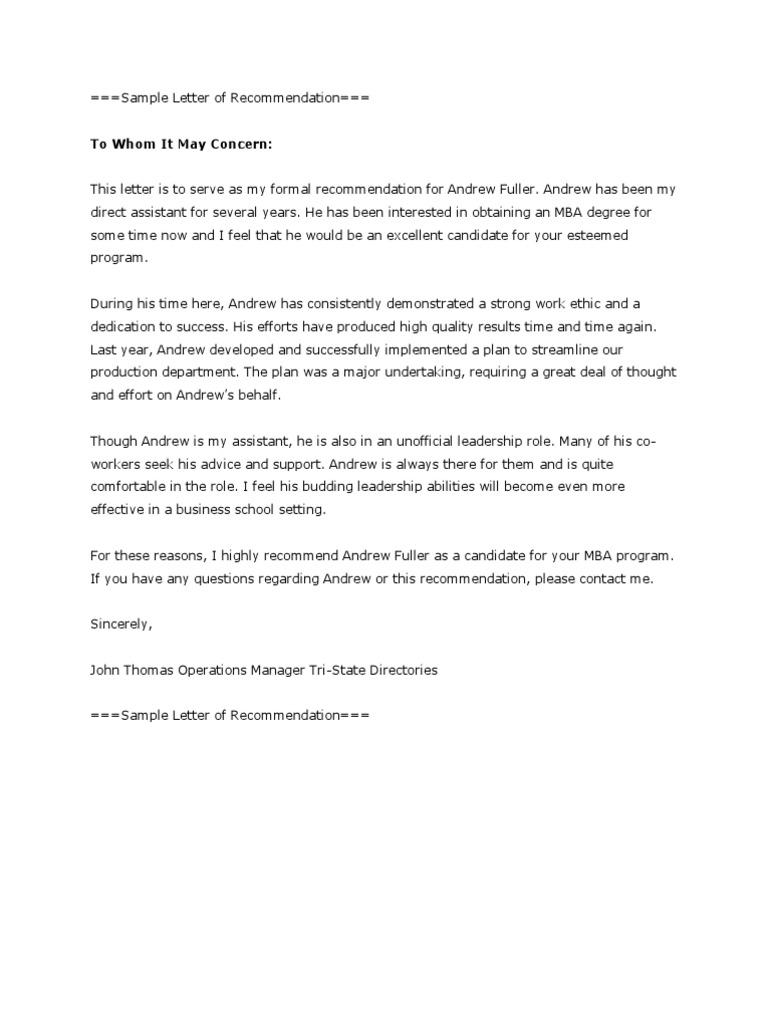 Sample Letter of Recommendation | PDF | Leadership | Doctor Of Philosophy