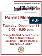 TK Parent Meeting December 2012