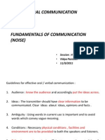 Verbal / Oral Communication Interviews Fundamentals of Communication (Noise)