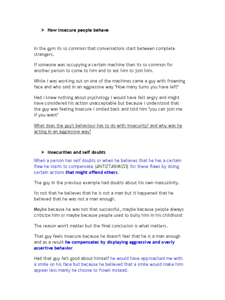 10.how Insecure People Behave | PDF | Self | Bullying