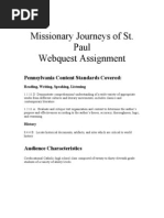 Missionary Journeys of ST Paul Webquest