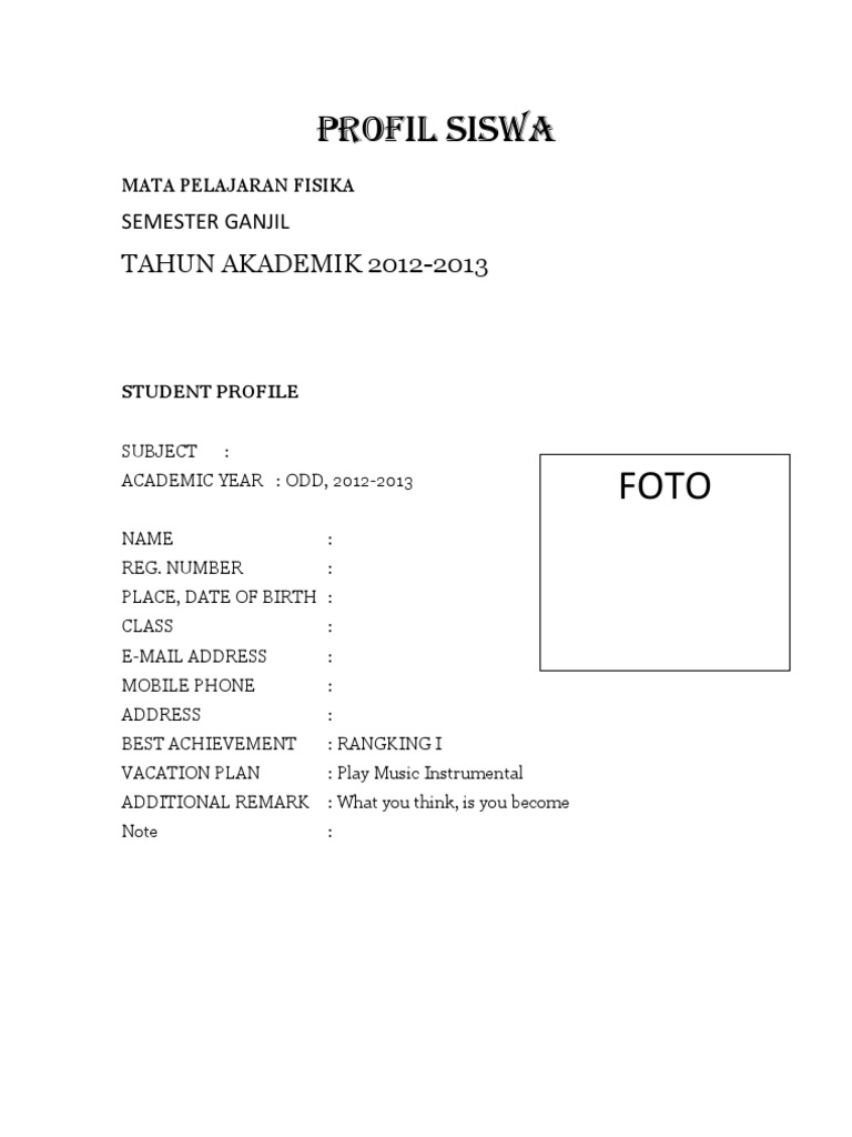 Student Profile | PDF | Business