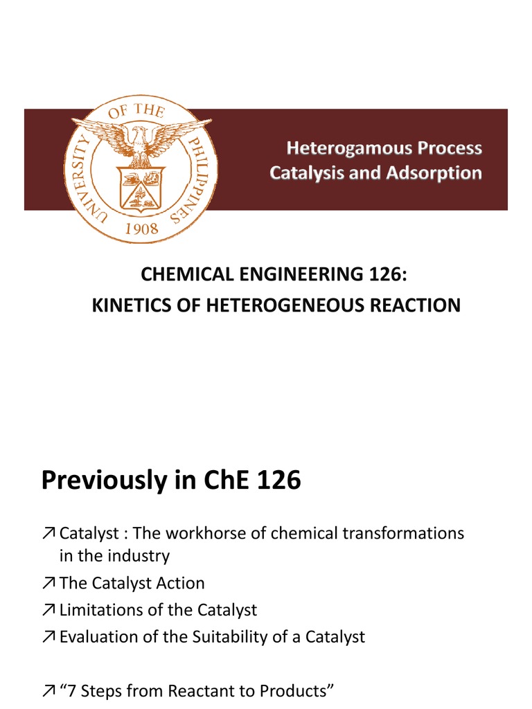 Heterogeneous Reaction Kinetics Overview | PDF | Adsorption | Catalysis