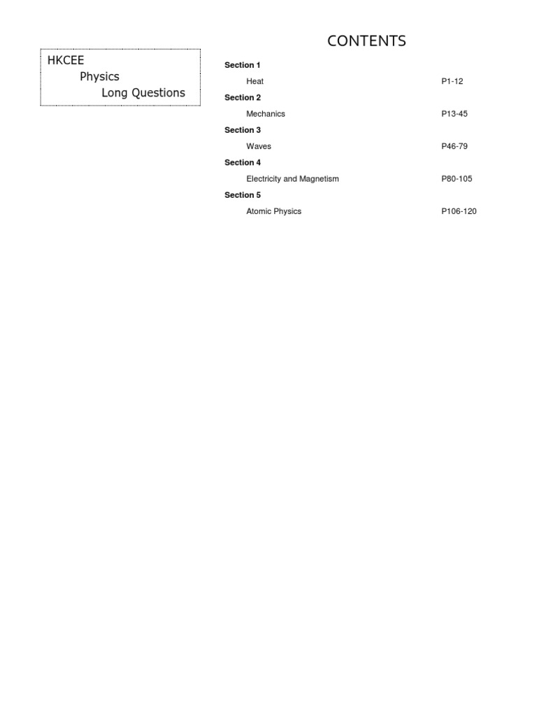 HKCEE Physics Long Questions Guide | PDF | Physics | Physical Quantities
