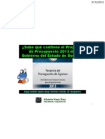 ¿Qué contiene el proyecto de Presupuesto de Egresos 2013 de Sonora?