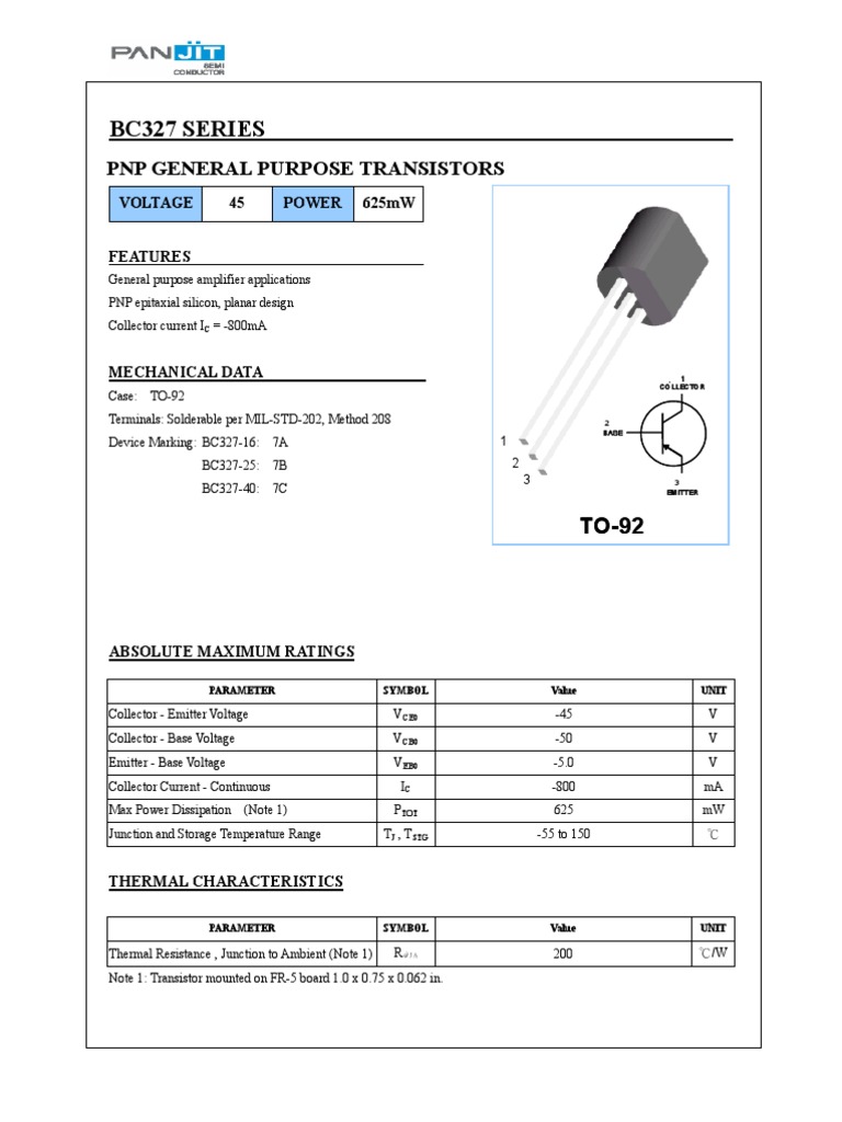 Data Sheet PDF Bipolar Junction Transistor Semiconductors