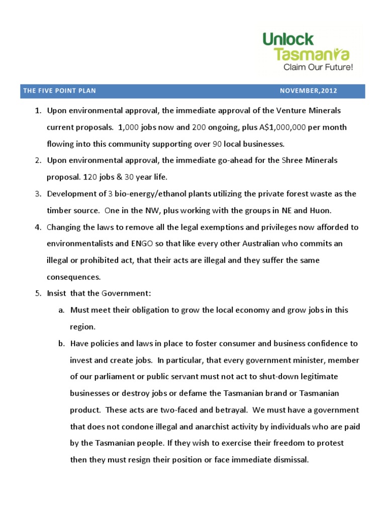 Five Point Plan for Economic Growth | PDF