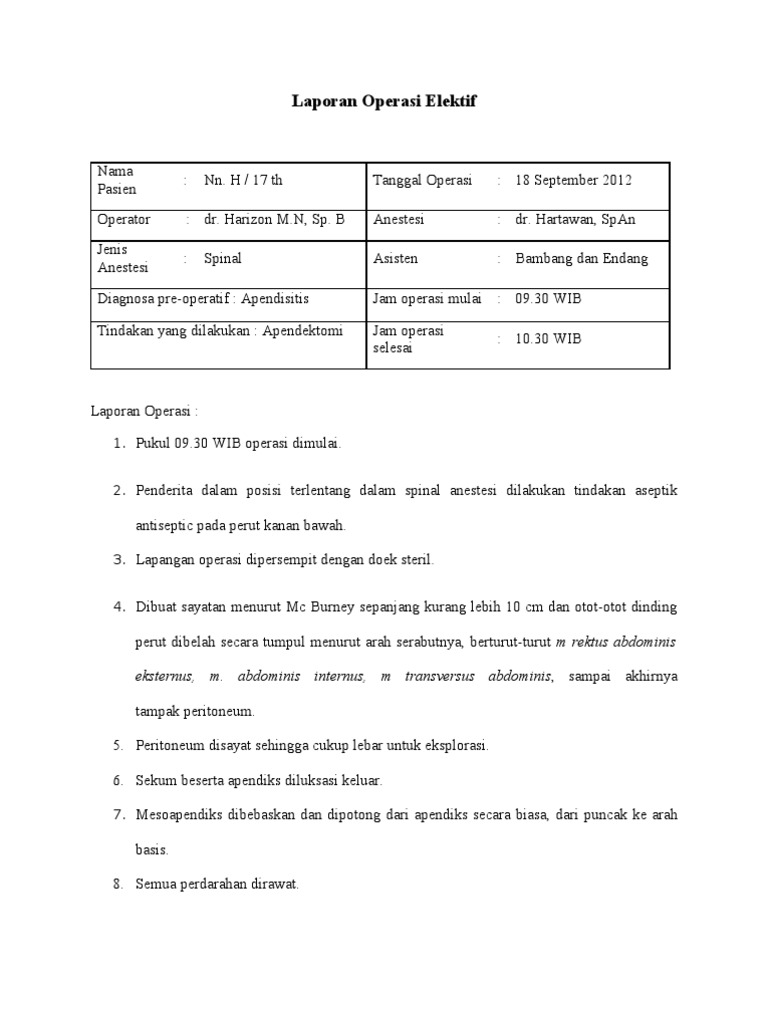 Laporan Operasi App | PDF | Kesehatan Holistik | Sains & Matematika