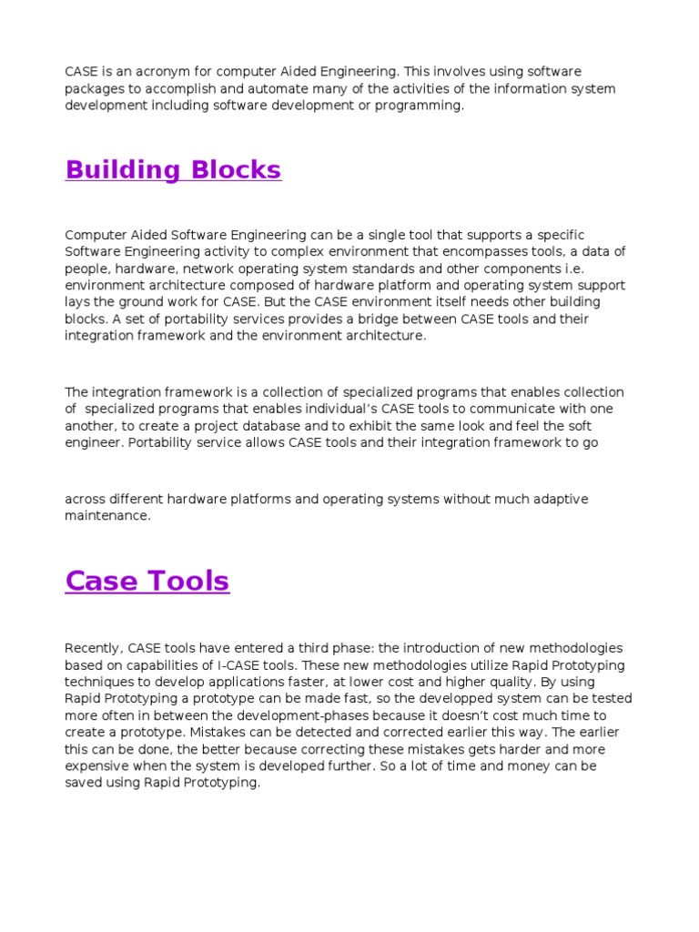 Understanding CASE in Software Engineering | PDF | Software Prototyping ...