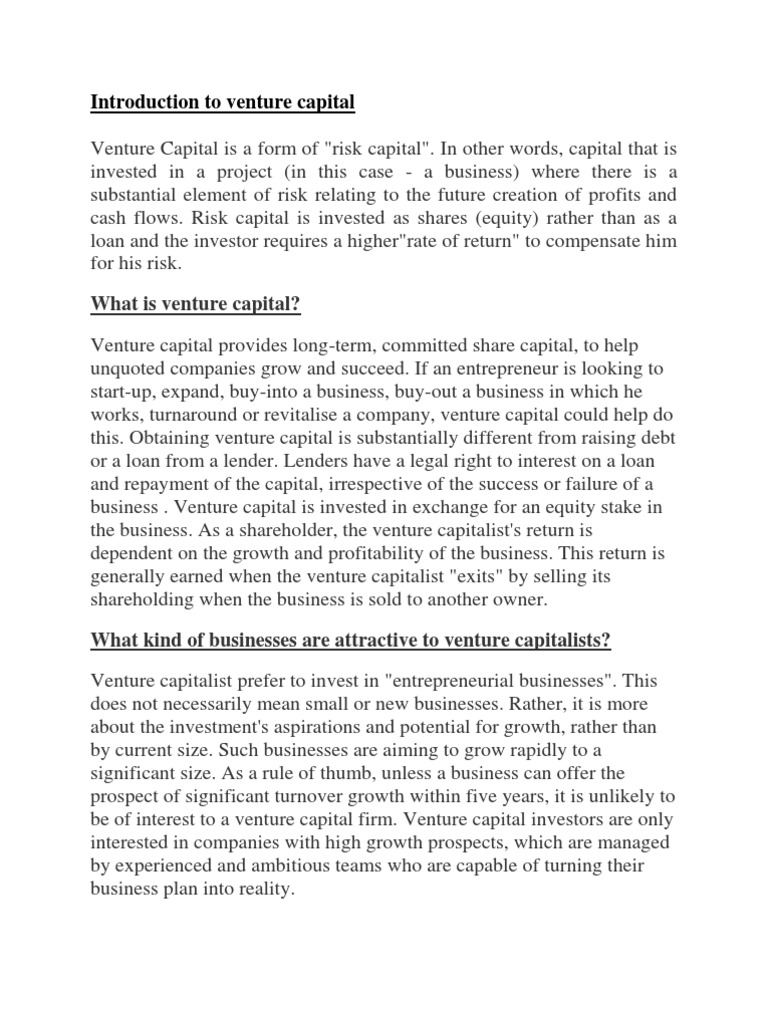 Venture Capital Insights for Entrepreneurs | PDF | Venture Capital ...