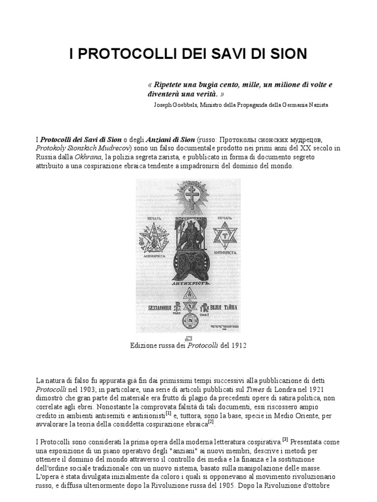 I Protocolli Dei Savi Di Sion Ibs