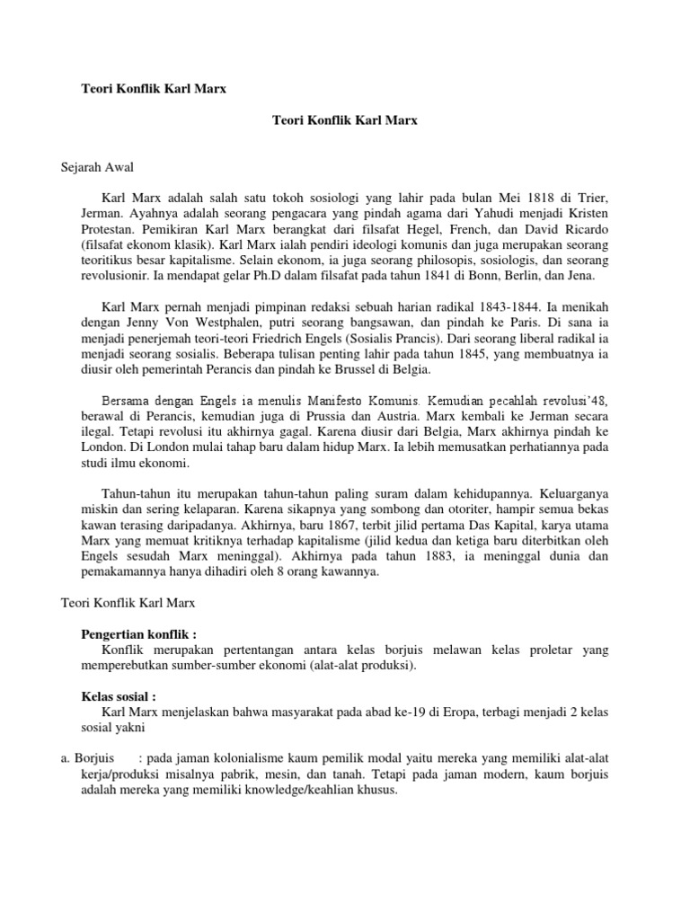Teori Konflik Karl Marx Pdf