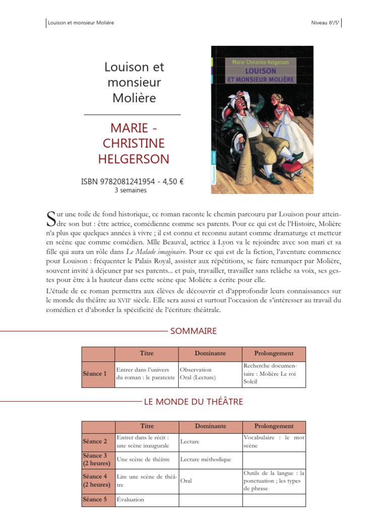 Louison Et Monsieur Molière PDF Molière