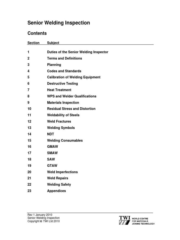 Cswip 3 2 2010 Wis10 Senior Welding Inspection Welding Construction