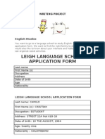 Leigh Language School Application Form: English Studies