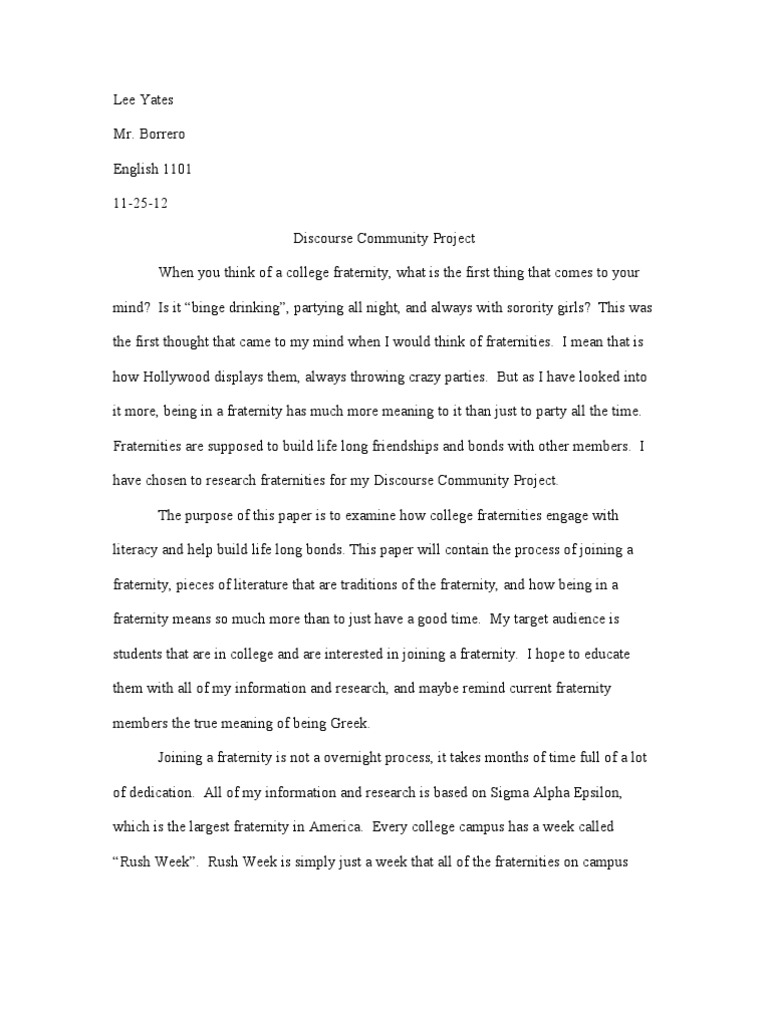 research paper about fraternity pdf