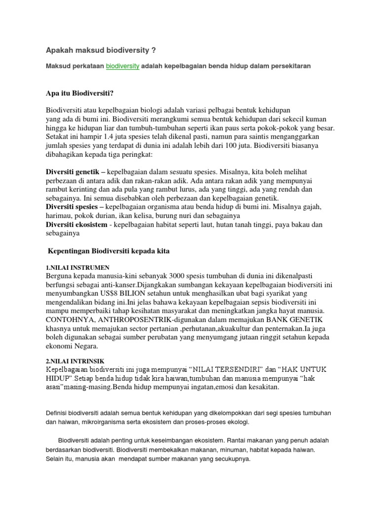 Apakah Maksud Biodiversity Pdf