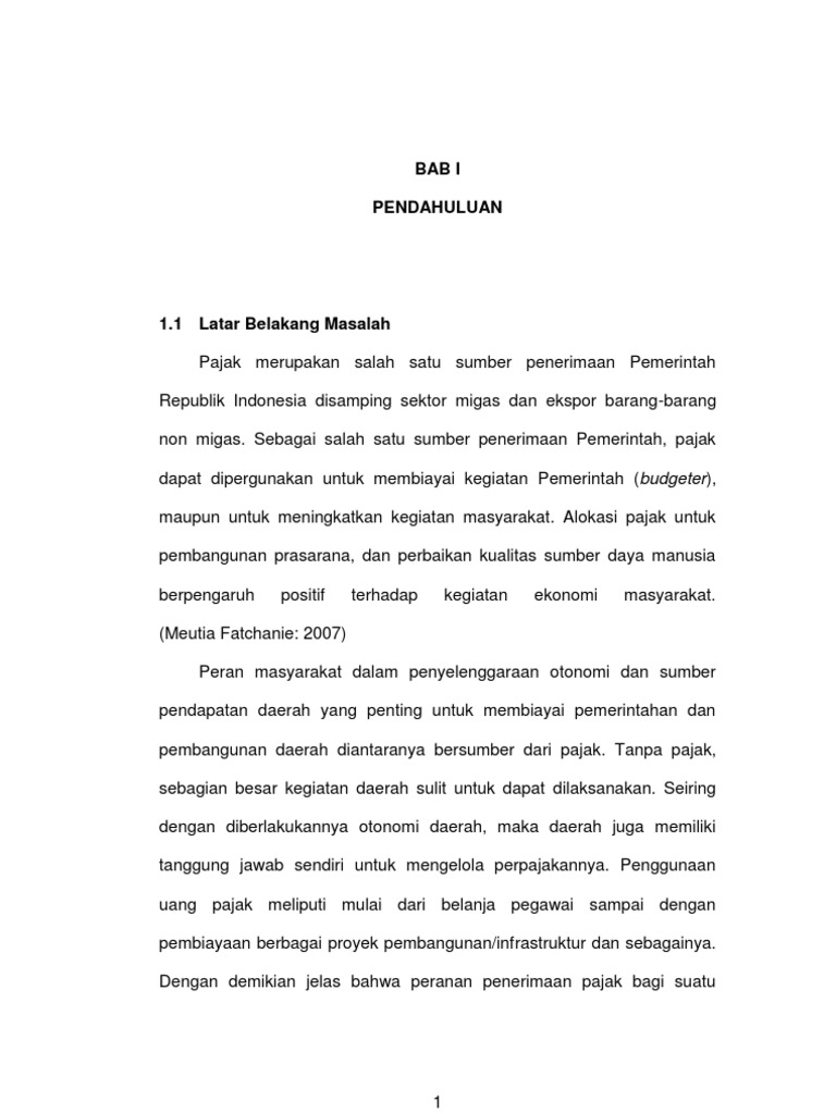 Skripsi Pengaruh Pajak Bab I