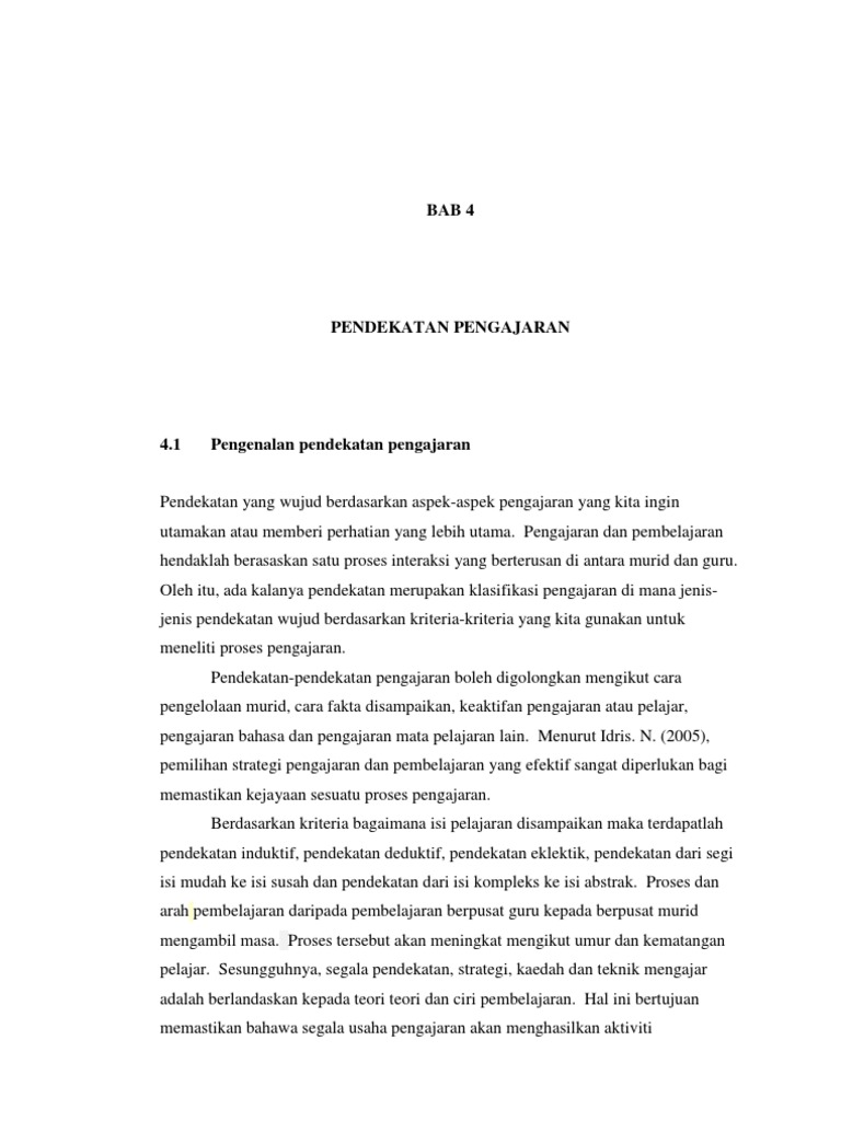 Bab 4 Pendekatan Pengajaran Pdf