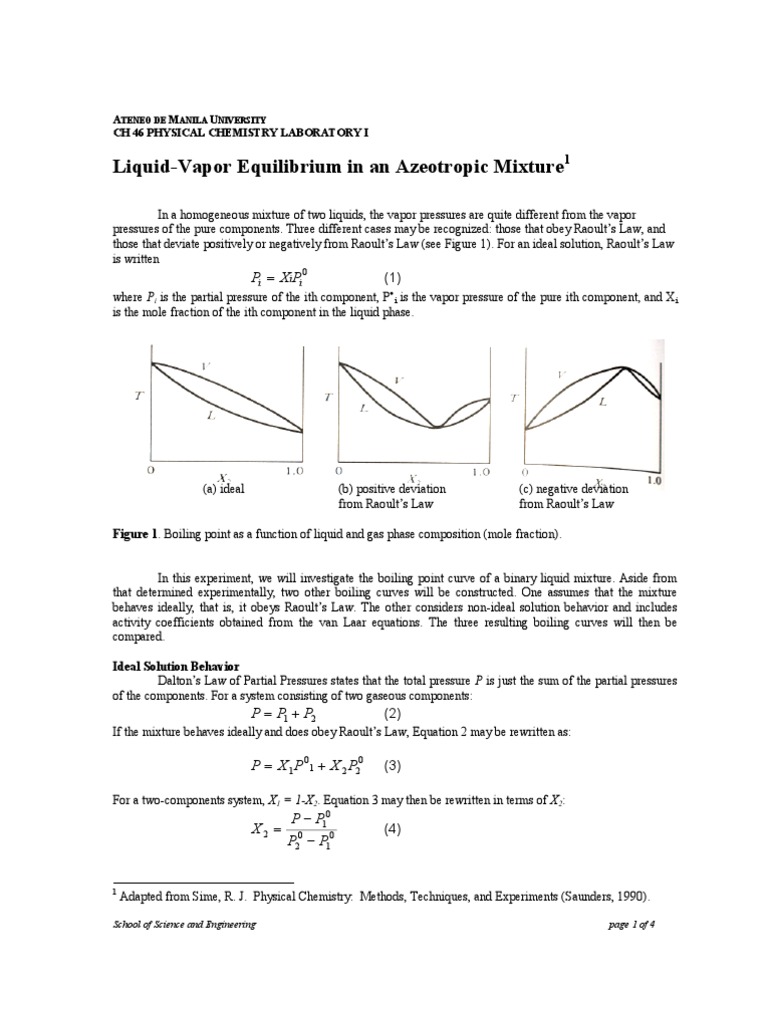 Liquid Vapor Equilibrium | PDF | Physical Chemistry | Applied And ...