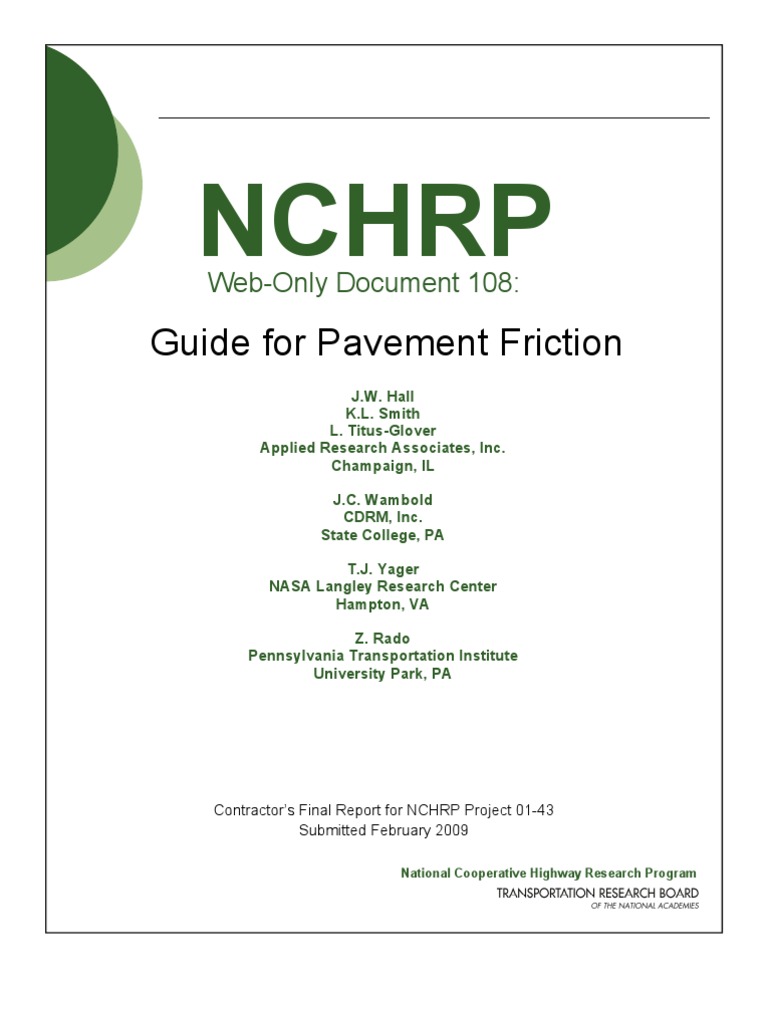 NCHRP Guide For Pavement Friction | PDF