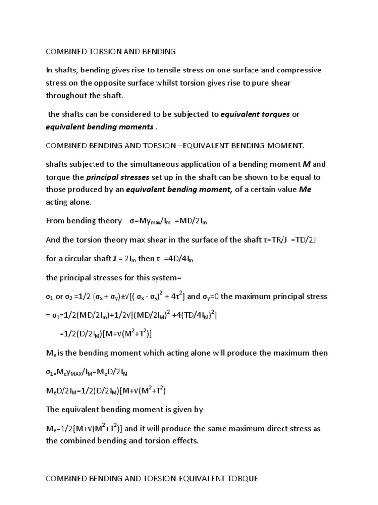 Combined Bending and Torsion Analysis | PDF | Bending | Propeller