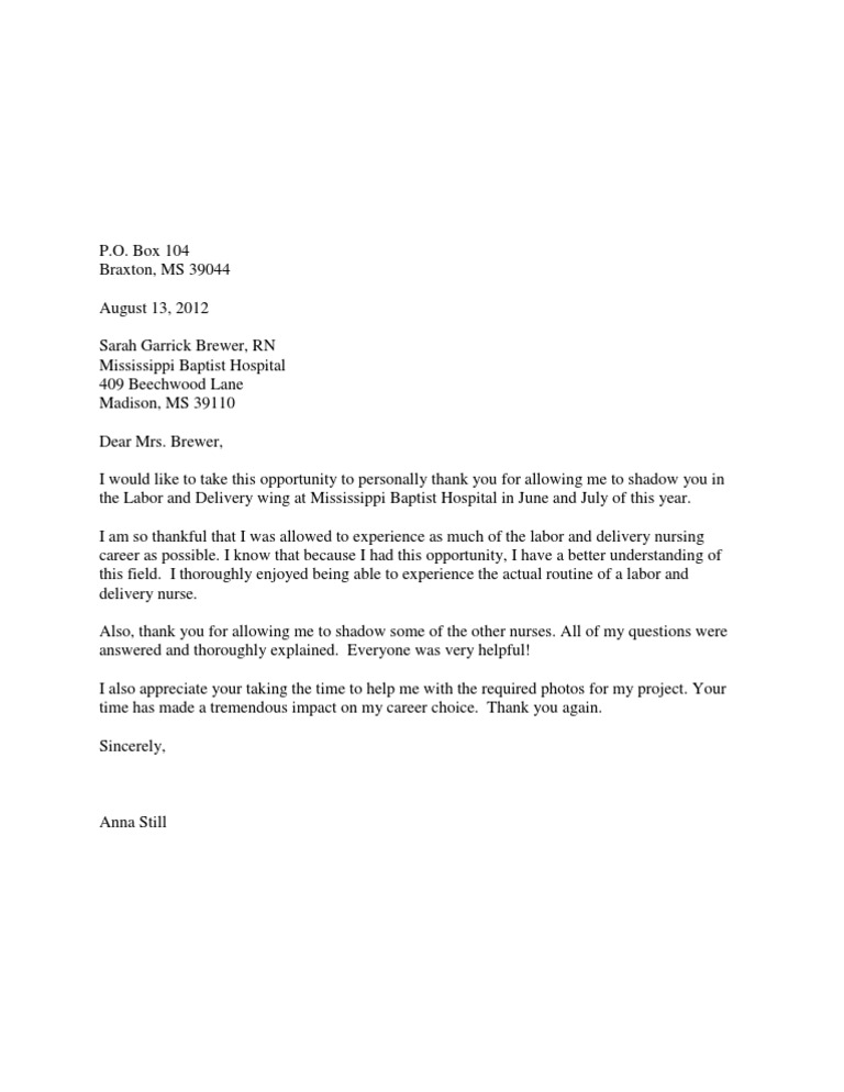 Mentor Thank You Letter
