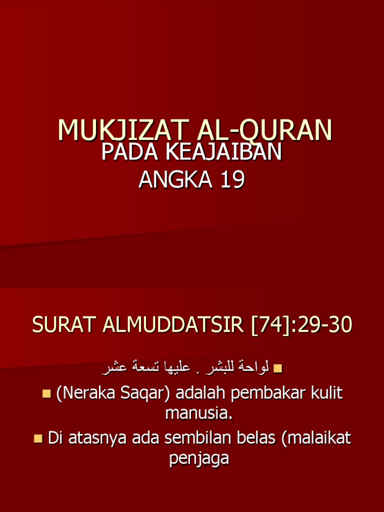 Mukjizat Al Quran Angka 19
