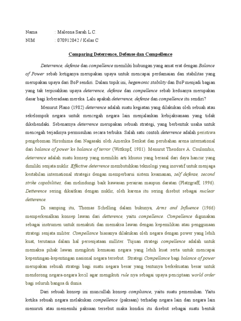 Strategi Deterrence, Defense, dan Compellence | PDF