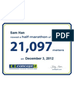 Concept2 2012 December 03 Half Marathon Certificate