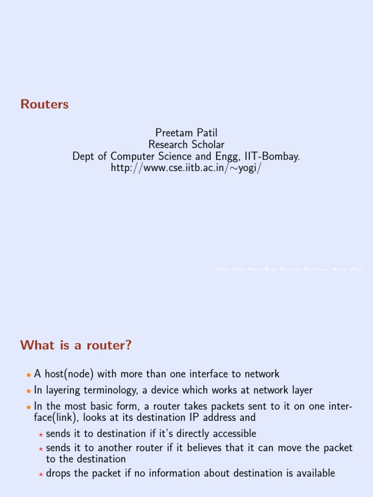 Routers Preetam Patil Research Scholar Dept of Computer Science and