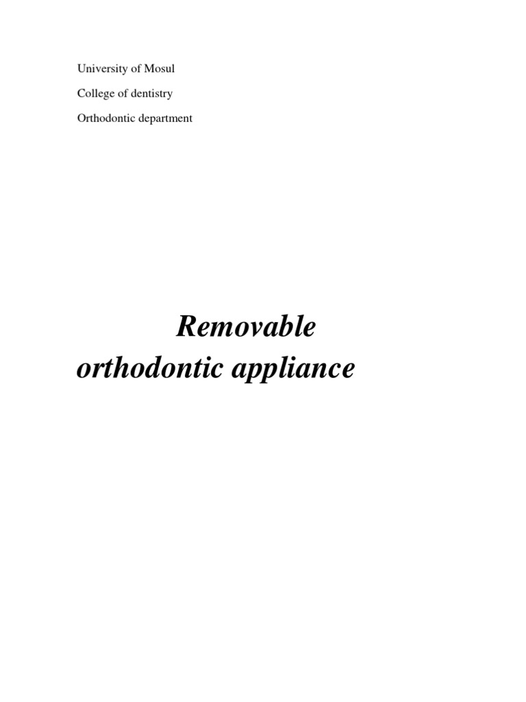 Overview of Removable Orthodontic Appliances | PDF | Mouth | Medical ...