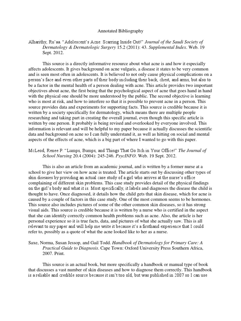 Draft annotated bibliography image