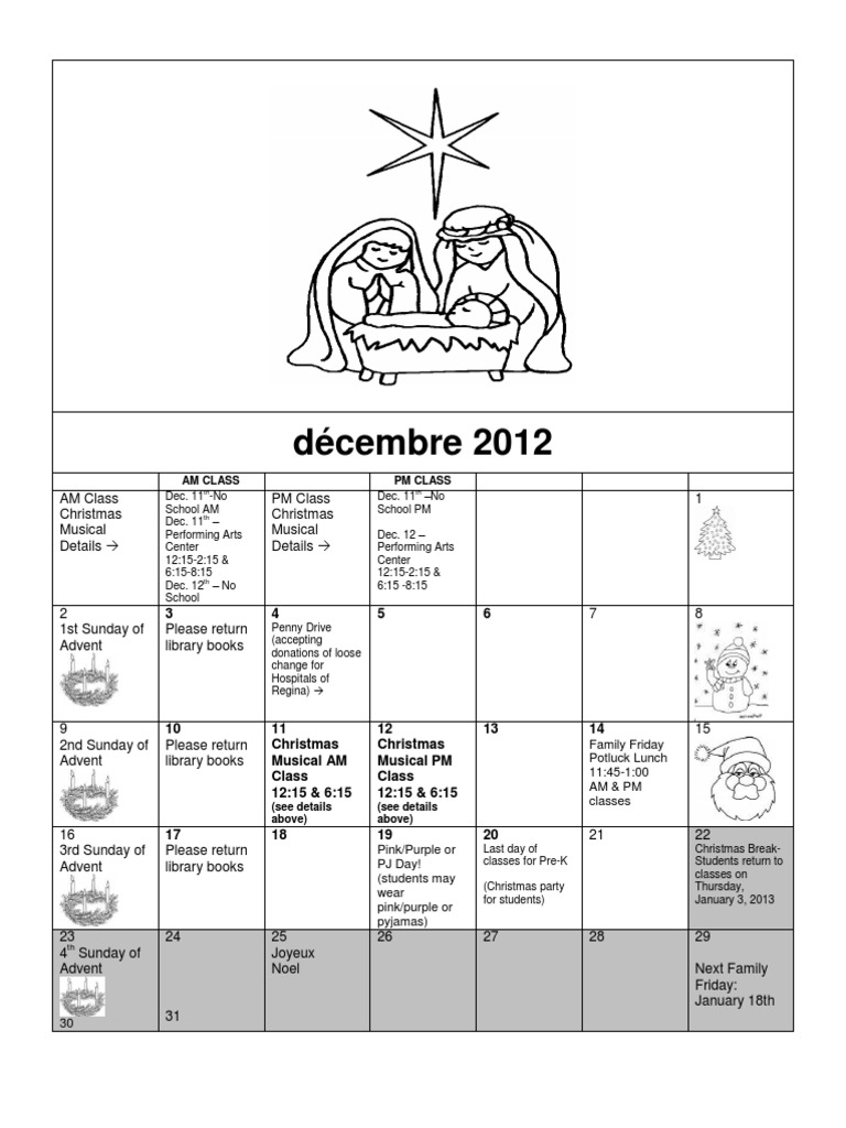 December School Events Calendar | PDF