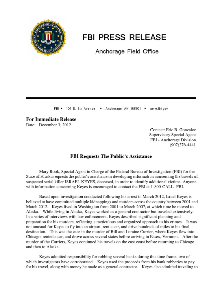 FBI: Israel Keyes Timeline | Federal Bureau Of Investigation | American
