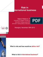 Risk in International Business: Matevž Rašković, PHD