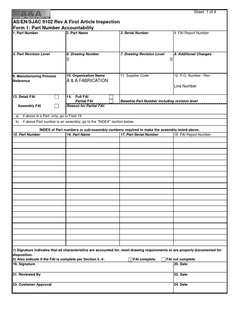 AS9102 First Article Inspection Forms | PDF | Business | Technology ...