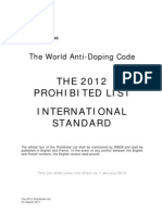 WADA Prohibited List 2012